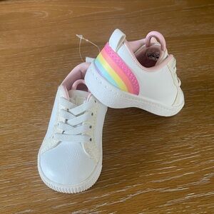 Carter's White Sneakers with Pastel Rainbow Heel and Pink Lining